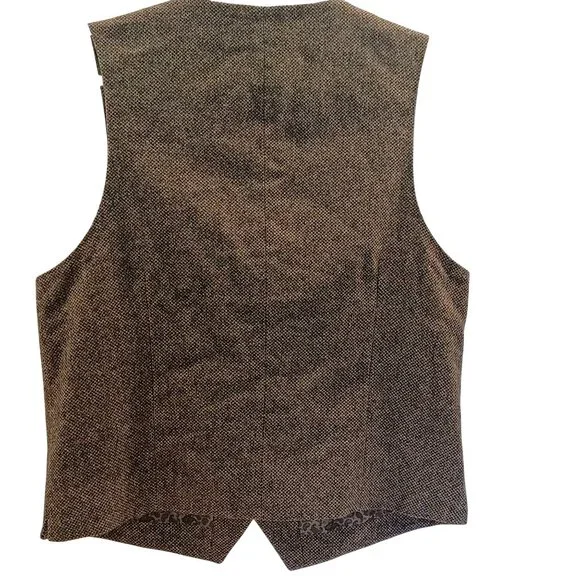 Joseph Abboud Vest Brown Herringbone Tweed Preppy Dark Academia Men's Size L - Picture 2 of 10